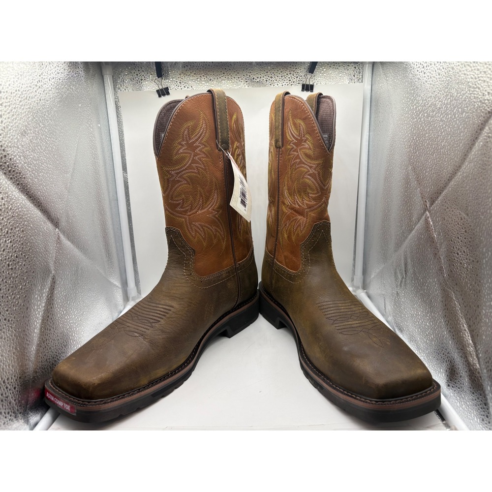 Justin Men's Square Toe Work Boots Composite Safety Toe Size 14D Brown NWT